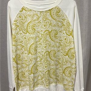 Eddie Bauer Cream and Gold Paisley Sweatshirt